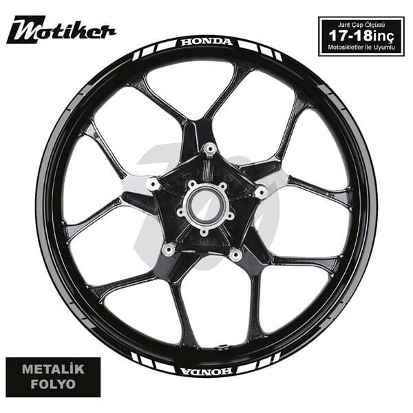 HONDA YAZILI UZUN KISA KESİKLİ ÇİFT RENK 16'LI JANT STICKER ETİKET MODELİ METALİK GRİ