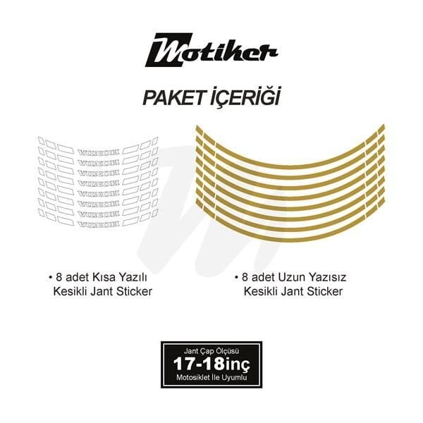 HONDA YAZILI UZUN KISA KESİKLİ ÇİFT RENK 16'LI JANT STICKER ETİKET MODELİ METALİK GOLD