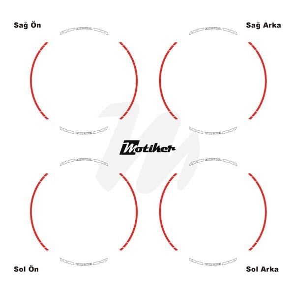 HONDA YAZILI UZUN KISA KESİKLİ ÇİFT RENK 16'LI JANT STICKER ETİKET MODELİ NEON TURUNCU