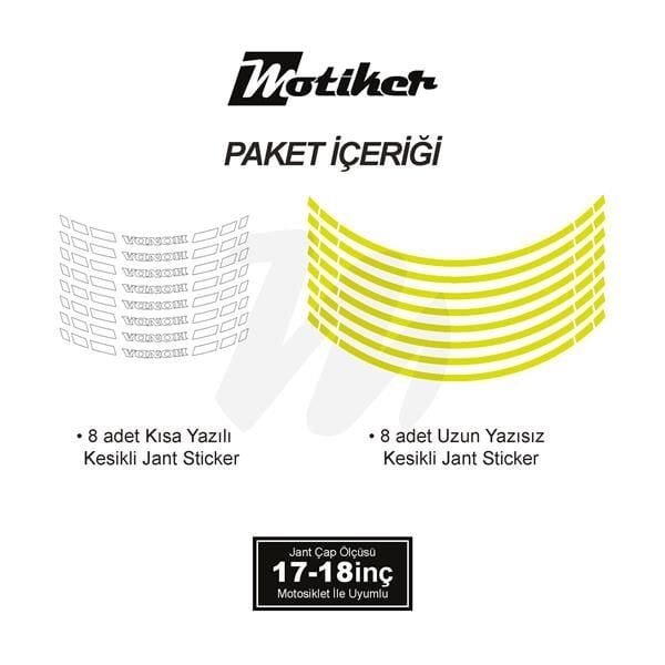 HONDA YAZILI UZUN KISA KESİKLİ ÇİFT RENK 16'LI JANT STICKER ETİKET MODELİ NEON SARI