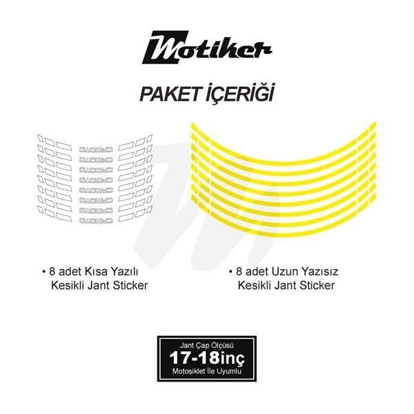 CFMOTO YAZILI UZUN KISA KESİKLİ ÇİFT RENK 16'LI JANT STICKER ETİKET MODELİ SARI