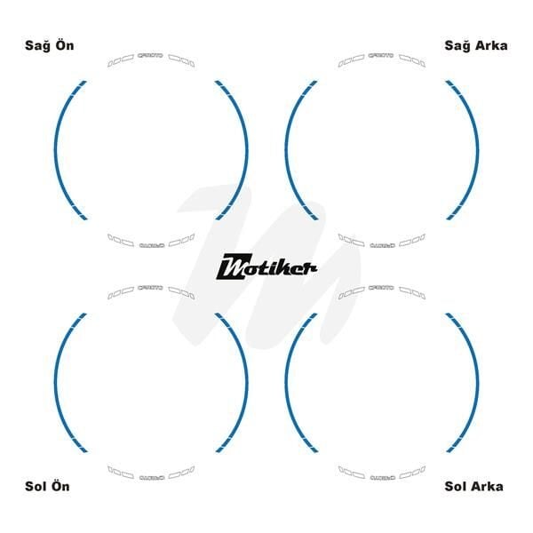 CFMOTO YAZILI UZUN KISA KESİKLİ ÇİFT RENK 16'LI JANT STICKER ETİKET MODELİ MAVİ