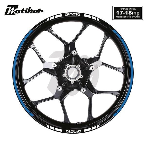 CFMOTO YAZILI UZUN KISA KESİKLİ ÇİFT RENK 16'LI JANT STICKER ETİKET MODELİ MAVİ