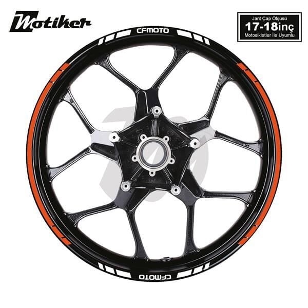 CFMOTO YAZILI UZUN KISA KESİKLİ ÇİFT RENK 16'LI JANT STICKER ETİKET MODELİ TURUNCU