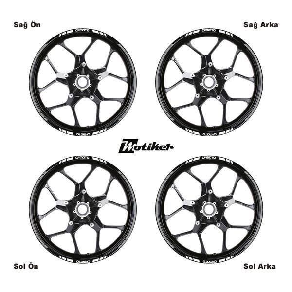 CFMOTO YAZILI UZUN KISA KESİKLİ ÇİFT RENK 16'LI JANT STICKER ETİKET MODELİ METALİK GRİ