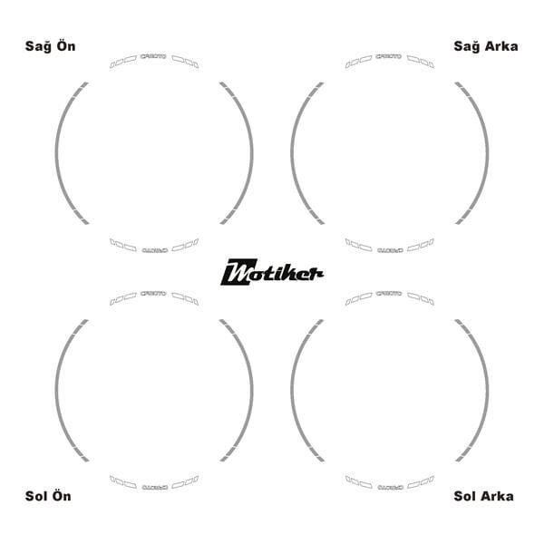 CFMOTO YAZILI UZUN KISA KESİKLİ ÇİFT RENK 16'LI JANT STICKER ETİKET MODELİ METALİK GRİ