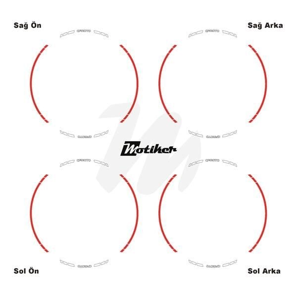 CFMOTO YAZILI UZUN KISA KESİKLİ ÇİFT RENK 16'LI JANT STICKER ETİKET MODELİ NEON TURUNCU