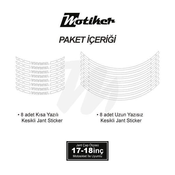 YAMAHA YAZILI UZUN KISA KESİKLİ ÇİFT RENK 16'LI JANT STICKER ETİKET MODELİ BEYAZ