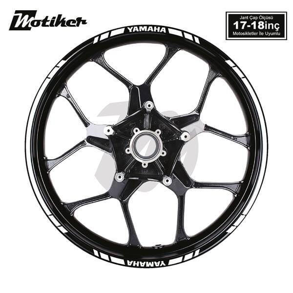 YAMAHA YAZILI UZUN KISA KESİKLİ ÇİFT RENK 16'LI JANT STICKER ETİKET MODELİ BEYAZ