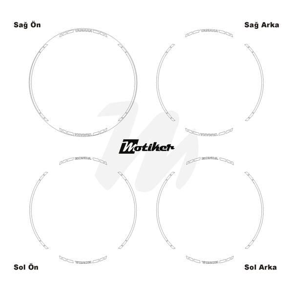 YAMAHA YAZILI UZUN KISA KESİKLİ ÇİFT RENK 16'LI JANT STICKER ETİKET MODELİ BEYAZ