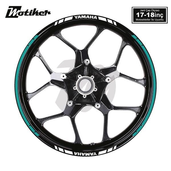YAMAHA YAZILI UZUN KISA KESİKLİ ÇİFT RENK 16'LI JANT STICKER ETİKET MODELİ TURKUAZ