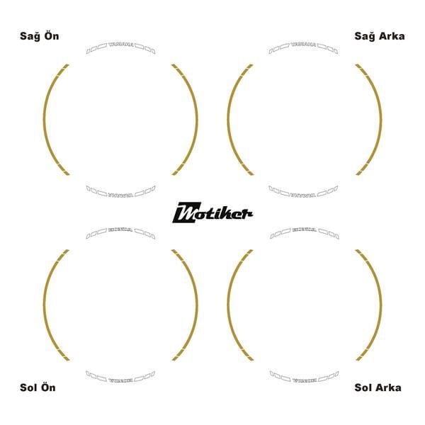 YAMAHA YAZILI UZUN KISA KESİKLİ ÇİFT RENK 16'LI JANT STICKER ETİKET MODELİ METALİK GOLD