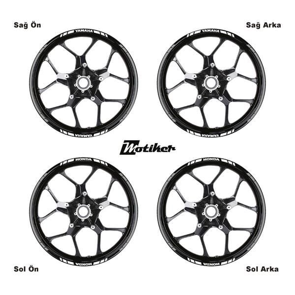 YAMAHA YAZILI UZUN KISA KESİKLİ ÇİFT RENK 16'LI JANT STICKER ETİKET MODELİ METALİK GRİ