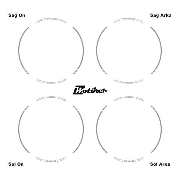 YAMAHA YAZILI UZUN KISA KESİKLİ ÇİFT RENK 16'LI JANT STICKER ETİKET MODELİ METALİK GRİ