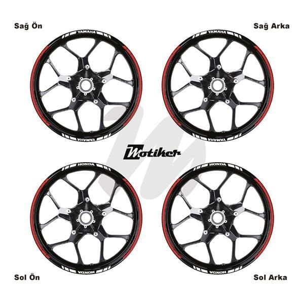 YAMAHA YAZILI UZUN KISA KESİKLİ ÇİFT RENK 16'LI JANT STICKER ETİKET MODELİ NEON TURUNCU