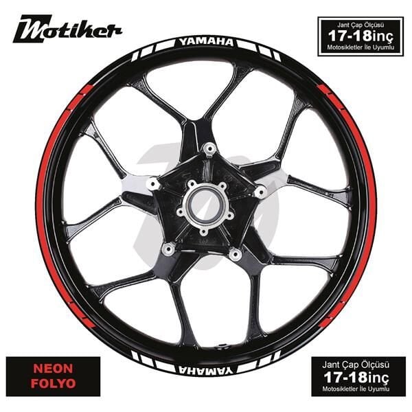 YAMAHA YAZILI UZUN KISA KESİKLİ ÇİFT RENK 16'LI JANT STICKER ETİKET MODELİ NEON TURUNCU